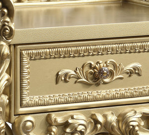 English Elm Gold Luxurious 1-Drawer Nightstand with Felt-Lined Self-Closing Drawer, 2/3 Extension, Gold Finish Elegance B062P215396
