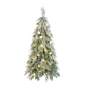 English Elm Christopher Knight Home® - 5FT Pre-Lit Spruce Snow Flocked Christmas Tree with Warm LED Lights, Lush Hinged PE/PVC Branches, Elegant Holiday Décor N769P351697W
