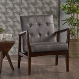 Christopher Knight Home® - Noble House - Marcola Mid Century Modern Microfiber Club Chair with Wood Frame, Slate and Dark Espresso