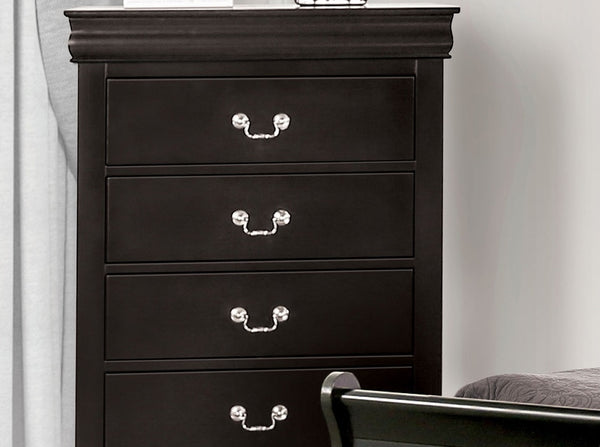 English Elm Dark Transitional 5-Drawer Chest in Rich Finish with Nickel Oval Knobs Durable Wood Blend Craftsmanship Black 33 L x 18 W x 52 H B2741P372714