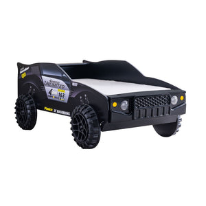 English Elm Modern Jeep Twin Bed with Led Headlights Gloss Black Mdf Frame for Kids Rooms B2741S00915