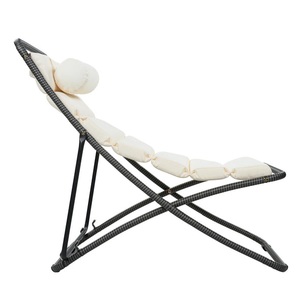 English Elm Trexm Rattan Wrapped Folding Outdoor Lounge Chair Set with Cushion and Adjustable Recline Black N715P428435D
