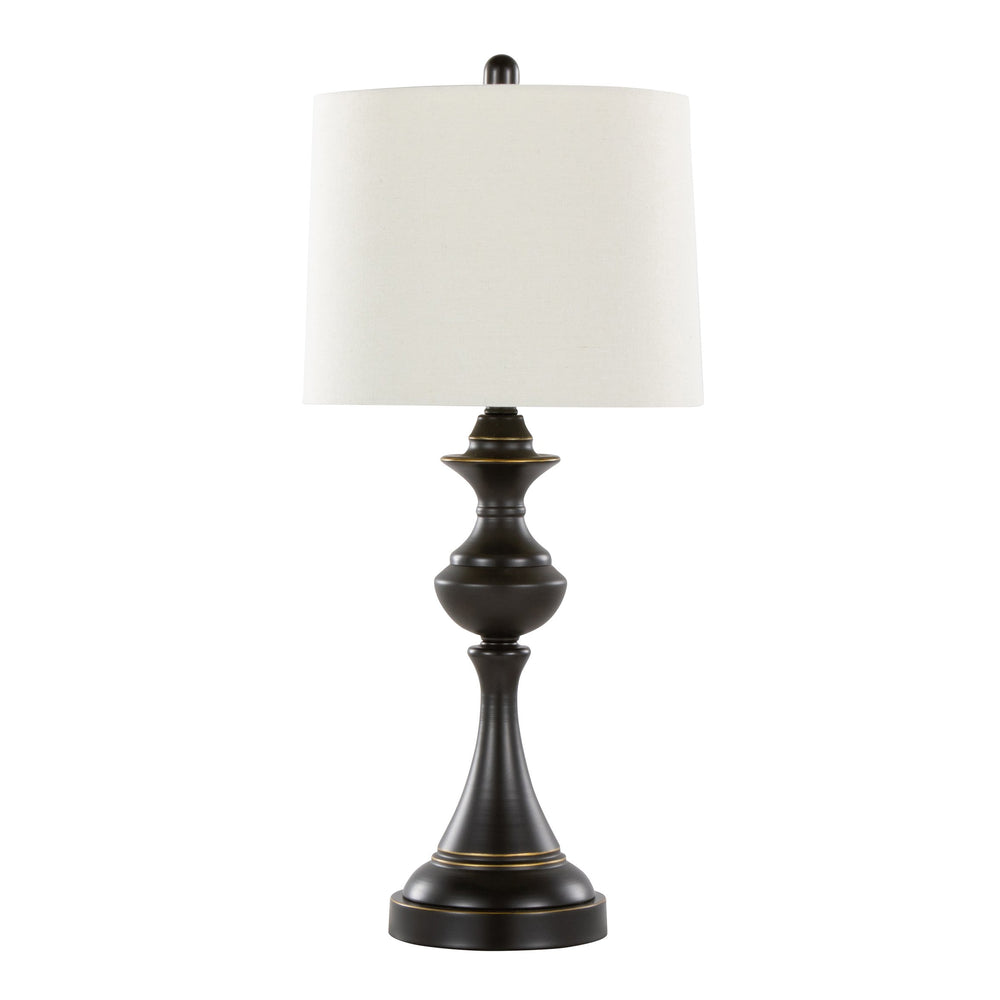English Elm Montgomery 29" Contemporary Oil Rubbed Bronze Table Lamp Set of 2 with Off-White Linen Shades, Drum B202P224107