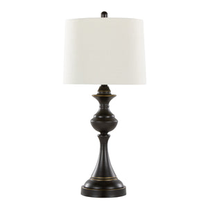 English Elm Montgomery 29" Contemporary Oil Rubbed Bronze Table Lamp Set of 2 with Off-White Linen Shades, Drum B202P224107
