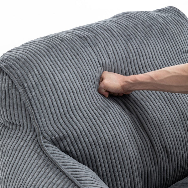 English Elm Giant Corduroy Bean Bag Sofa with Armrests Foam Filled Cozy Adult Lounge Chair Dark Gray W2200P442800