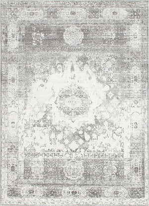 Unique Loom Rosso Bellini Machine Made Border Rug Gray, Ivory 9' 0" x 12' 2"