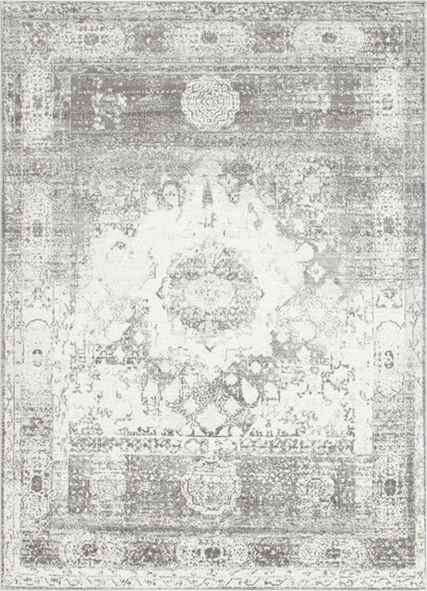 Unique Loom Rosso Bellini Machine Made Border Rug Gray, Ivory 9' 0" x 12' 2"