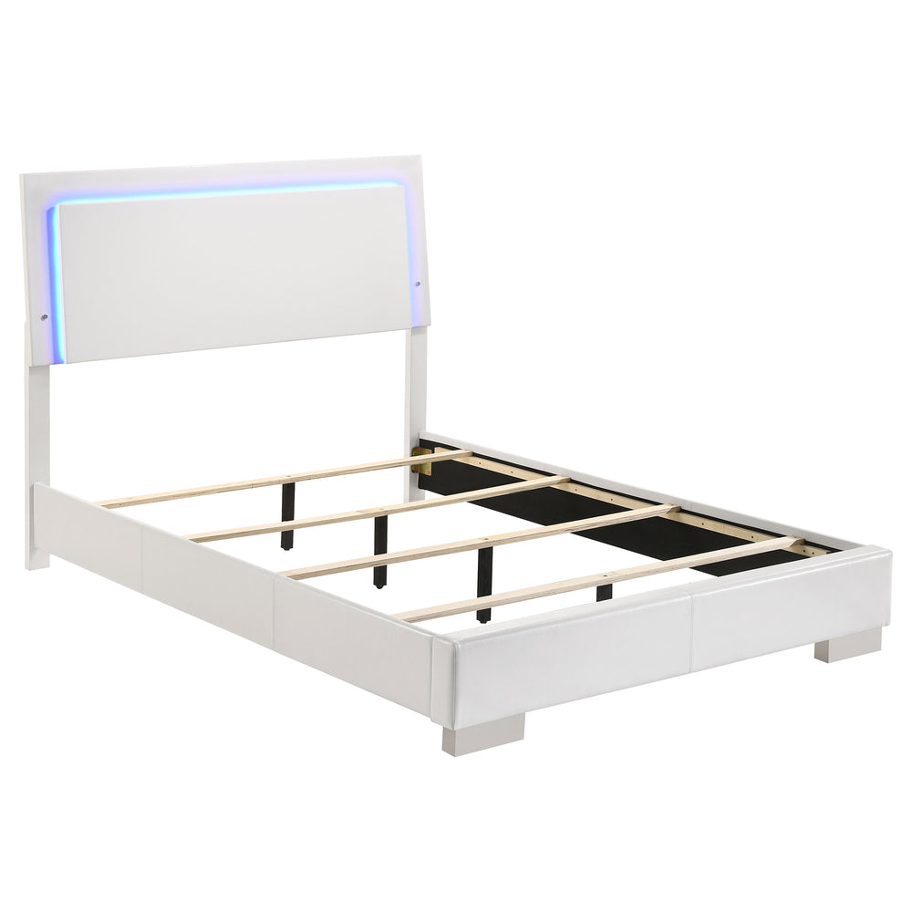 English Elm Felicity White High Gloss Full Led Panel Bed - Modern Design With Ambient Lighting & Sturdy Support B062S00864