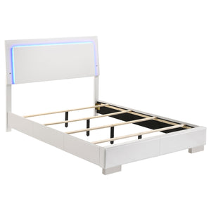 English Elm Felicity White High Gloss Full Led Panel Bed - Modern Design With Ambient Lighting & Sturdy Support B062S00864