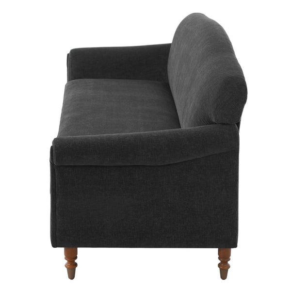 English Elm Modern Chenille Loveseat with Rolled Arms Pocket Spring Cushions and Rubberwood Legs Grey N763P362173E