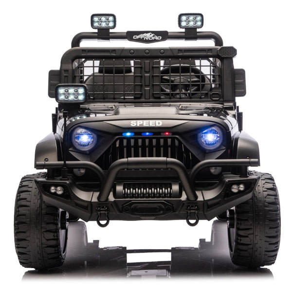 English Elm 24v Dual Motor Two Seat Kids Electric Ride on Car with Remote Control and Bluetooth Audio Black W1578P305897