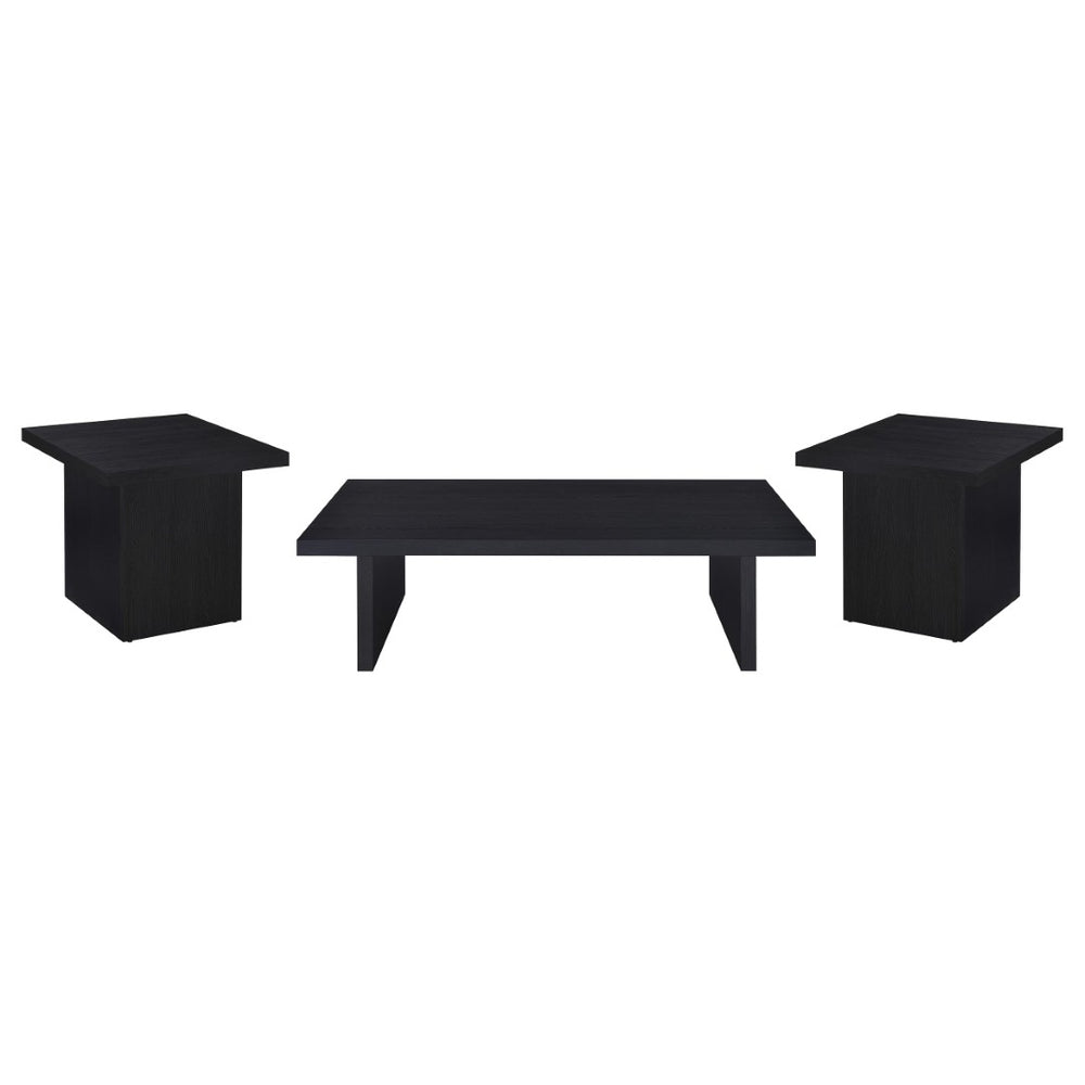 English Elm Caroline Matte Black 3 Piece Coffee and End Table Set for Modern Living Rooms B062S01597