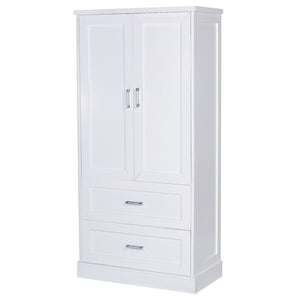 English Elm Tall White Mdf Bathroom Storage Cabinet with Adjustable Shelves and Two Lower Drawers N725S178675K
