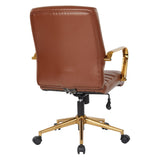 OSP Home Furnishings Baldwin Mid-Back Faux Leather Chair Saddle