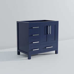 English Elm Navy Blue Bath Vanity 36" W X 22" D For Modern Spaces, Right Offset Design With Ample Storage B2731P258853