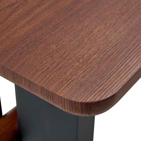 English Elm All-mdf Walnut Top Dining Table Seats Four with Matte Black Base for Small Spaces W3875S00025