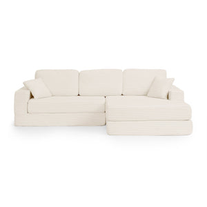 English Elm Right Modular Sectional Sofa Corduroy Upholstered Converts to Queen Bed Space Saving W487S00301