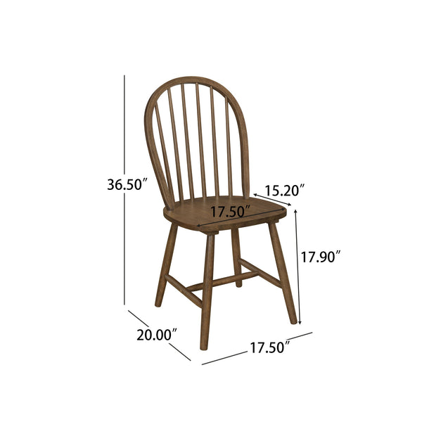 English Elm Christopher Knight Home® - 36 Farmhouse High Back Spindle Dining Chair Set of 2 — Solid Rubberwood, Windsor Back, 300 lb Capacity Walnut N771P278374T