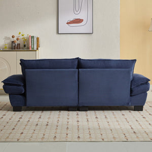 English Elm Corduroy Stylish Sleeper Sofa Loveseat with Dual-Layer Cushions & Two Support Pillows, Sturdy Frame Blue W676P184142