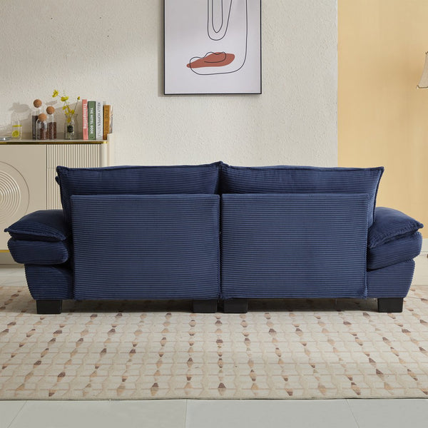 English Elm Corduroy Stylish Sleeper Sofa Loveseat with Dual-Layer Cushions & Two Support Pillows, Sturdy Frame Blue W676P184142