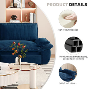English Elm 73.2" Queen Sleeper Sofa Convertible Corduroy Loveseat for Guest Room or Living Space Blue W1885S00332