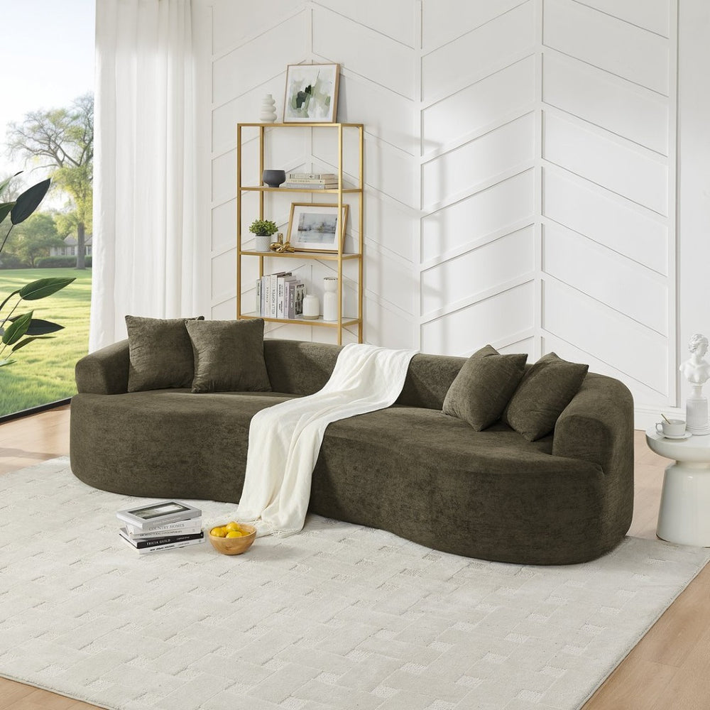 English Elm Modern Chenille Curved Sectional Sofa Cloud Silhouette Four Seat Living Room Couch W1413S00134