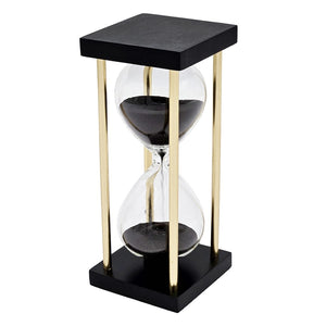 English Elm Set Of 2, Elegant Black Sand Hourglass Timers With Metal Frame - Perfect For Home Or Office Decor W2078P278695-GIGA