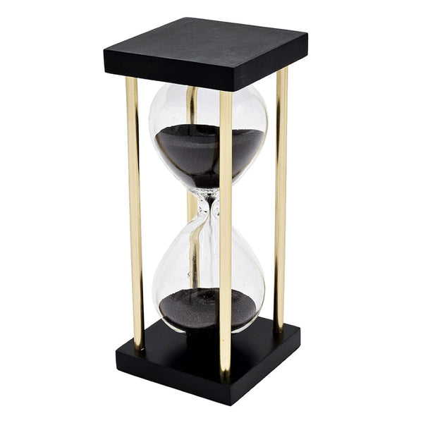 English Elm Set Of 2, Elegant Black Sand Hourglass Timers With Metal Frame - Perfect For Home Or Office Decor W2078P278695-GIGA