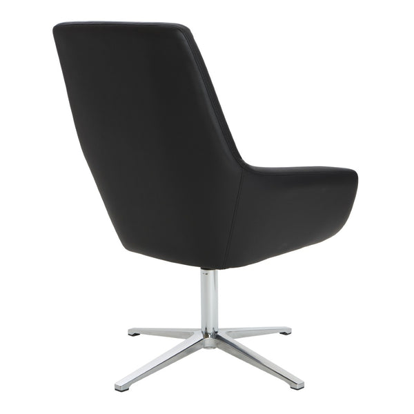 OSP Home Furnishings Modern Scoop Office Chair Faux Leather Ergonomic Swivel Seat with Polished Aluminum Base FL80228AL-U6
