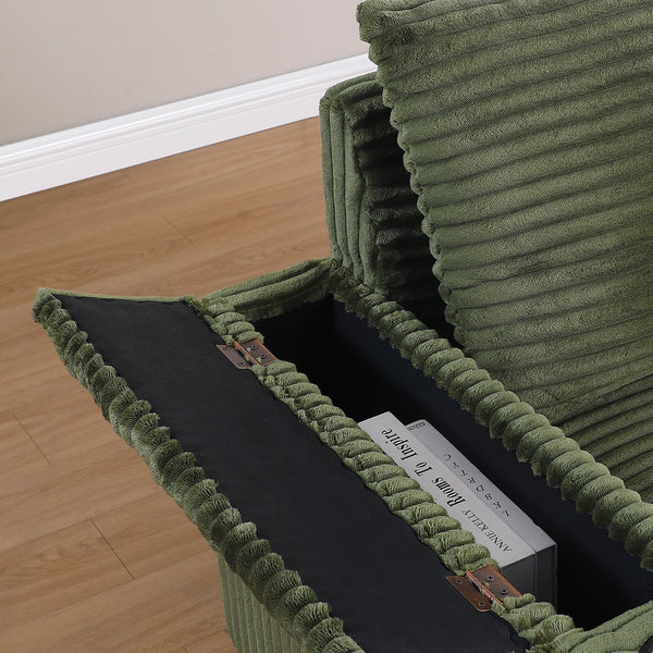 English Elm sofa Oversized Corduroy Deep-Seat Chaise with Ottoman and Lumbar Support — Plush, Sturdy Comfort Green W1420S00012