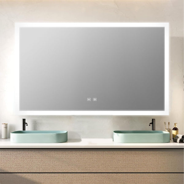 English Elm Aurorium Wide Led Vanity Mirror with Defogger and Touch Controls for Bathroom B2731P478351