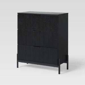 3 Drawer Chest with Reeded Drawer Fronts Black PRSB3BBL2 Walker Edison