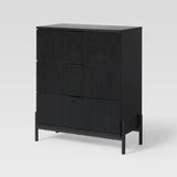 3 Drawer Chest with Reeded Drawer Fronts Black PRSB3BBL2 Walker Edison