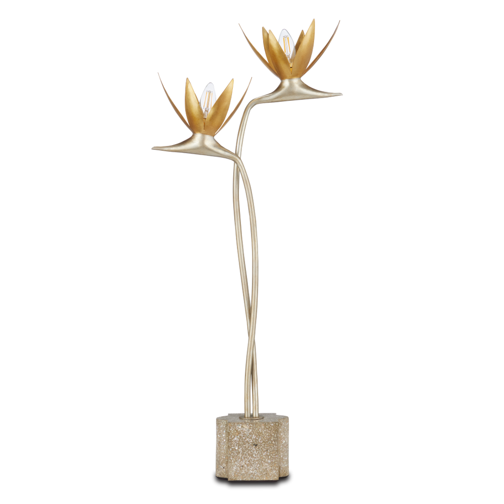 Paradiso Contemporary Gold & Silver Table Lamp Inspired by Nature - Elegant Design for Your Space