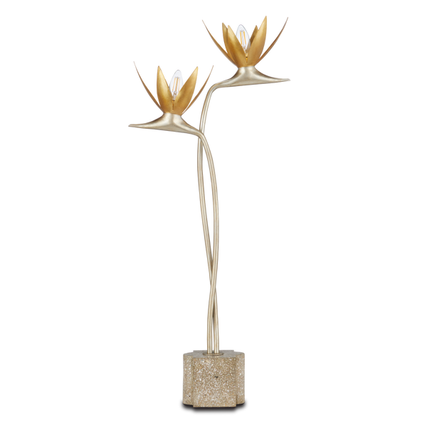 Paradiso Contemporary Gold & Silver Table Lamp Inspired by Nature - Elegant Design for Your Space