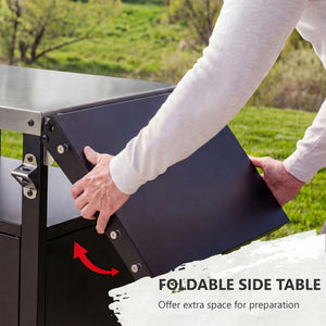 English Elm K&k Outdoor Bbq Station Stainless Steel Top Foldable Side Table Locking Wheels N707P379802B
