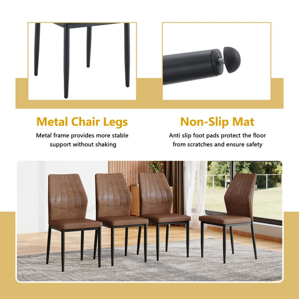 English Elm Table Set Oval Tempered Glass 71 Inch Top with Eight Faux Suede Chairs Modern Dining W1151S04760