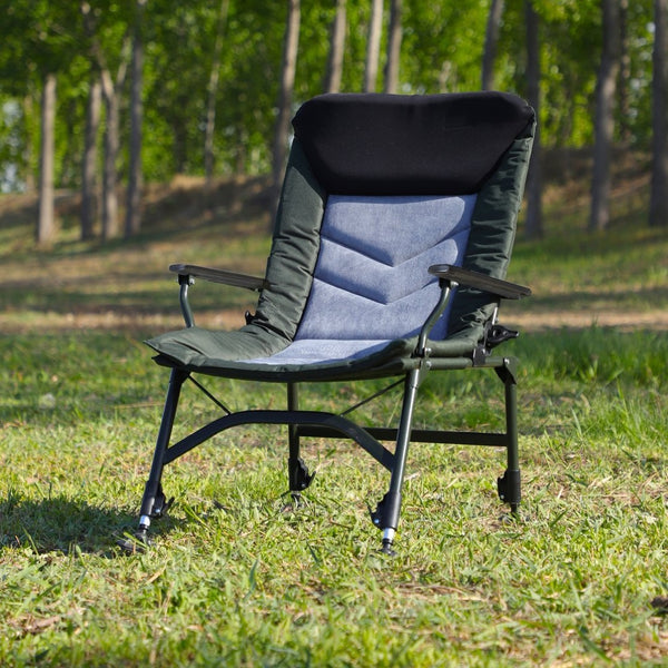 English Elm Camping Lounge Chair - Portable Folding Recliner With Adjustable Backrest For Ultimate Comfort Outdoors P2 W241106336-GIGA