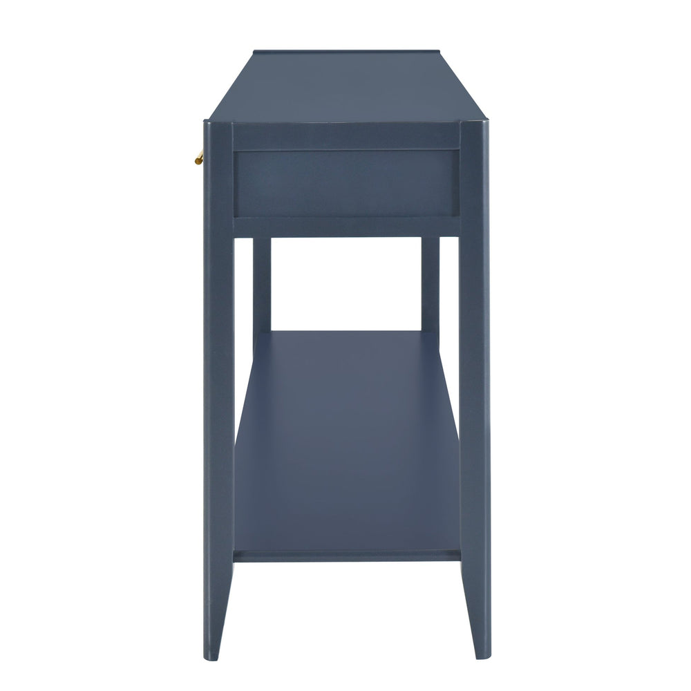 English Elm U_STYLE 60" Painted Console Table with 3 Drawers and Lower Shelf, Sturdy MDF Entryway Organizer Navy Blue N711P190531V