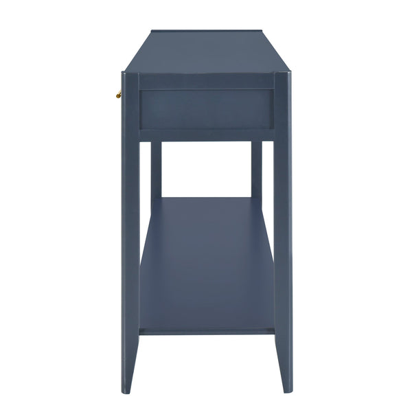 English Elm U_STYLE 60" Painted Console Table with 3 Drawers and Lower Shelf, Sturdy MDF Entryway Organizer Navy Blue N711P190531V
