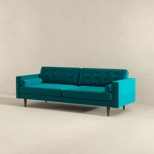 English Elm Ashcroft Furniture - Casey Mid Century Modern Teal Velvet Sofa