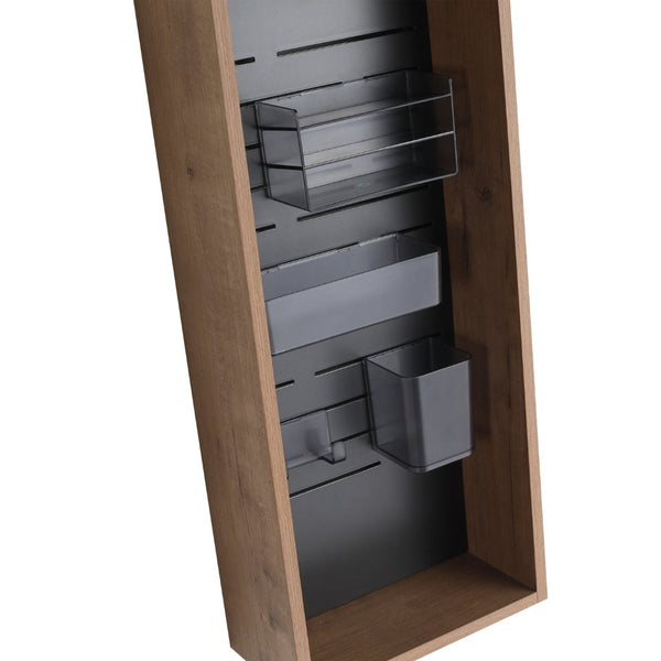 English Elm 12'' Wall Mounted Plywood Storage Cabinet Open Doorless Design with Frosted Bins for Bath W999P470287