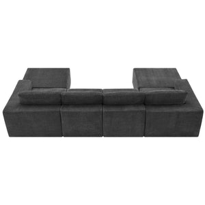 English Elm 110*72" Modular U Shaped Sectional Sofa with Plush Chenille, Deep Seats, No Assembly Dark Gray N723S0614E