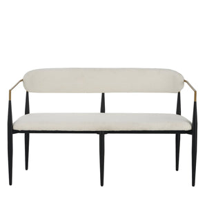 English Elm Metal Boucle Settee Loveseat with Sculptural Toothpick Legs for Modern Living Spaces Beige,Gold+Black N771P247148B