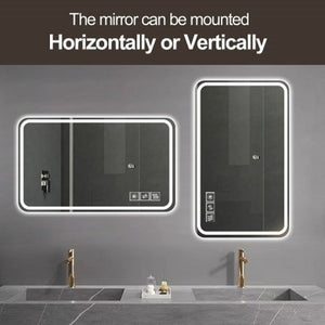 English Elm 24x40 Inch Frameless Led Vanity Mirror Anti-fog Front Lighting Bathroom Wall Mount W2071137649
