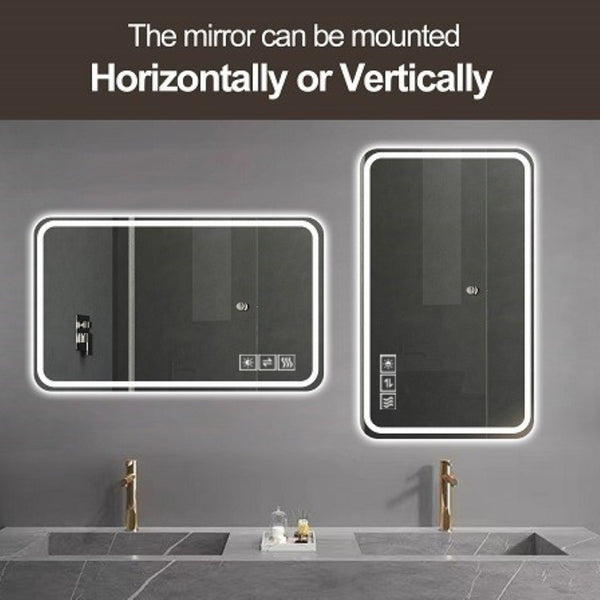 English Elm 24x40 Inch Frameless Led Vanity Mirror Anti-fog Front Lighting Bathroom Wall Mount W2071137649