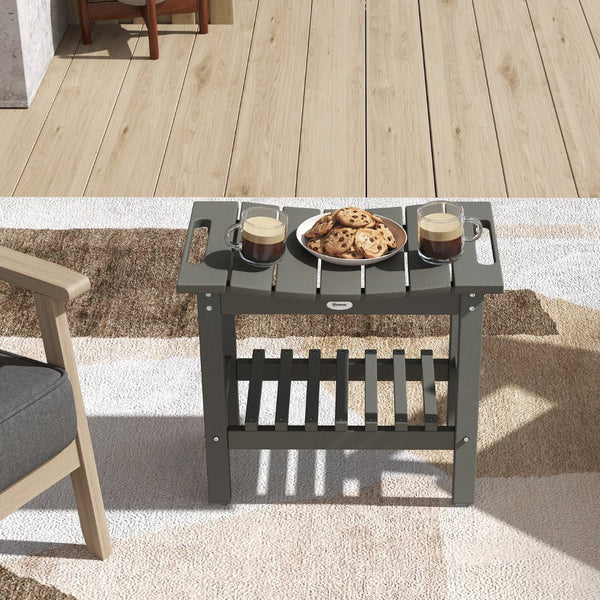 English Elm Outsunny Hdpe Shower Bench with Handles Wood Grain Stool Storage Shelf Bath Patio W2225P485639