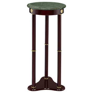 English Elm Elna Merlot Round Top Accent Side Table with Marble Inset Plant Stand 27.5" High Elegant Decor B062P328632