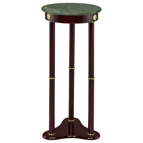 English Elm Elna Merlot Round Top Accent Side Table with Marble Inset Plant Stand 27.5" High Elegant Decor B062P328632