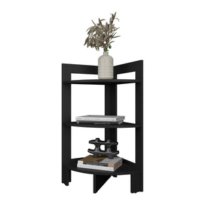 English Elm Wenge Corner Shelf Tower with 3 Shelves — Space-Saving 31.7" x15.2" Wenge Finish, Easy Assembly B062P252160